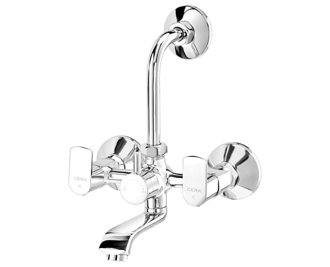 CERA Chromo Chrome Finish Wall Mixer with Long Bend Pipe for Overhead Shower, F1019401CH - View 3