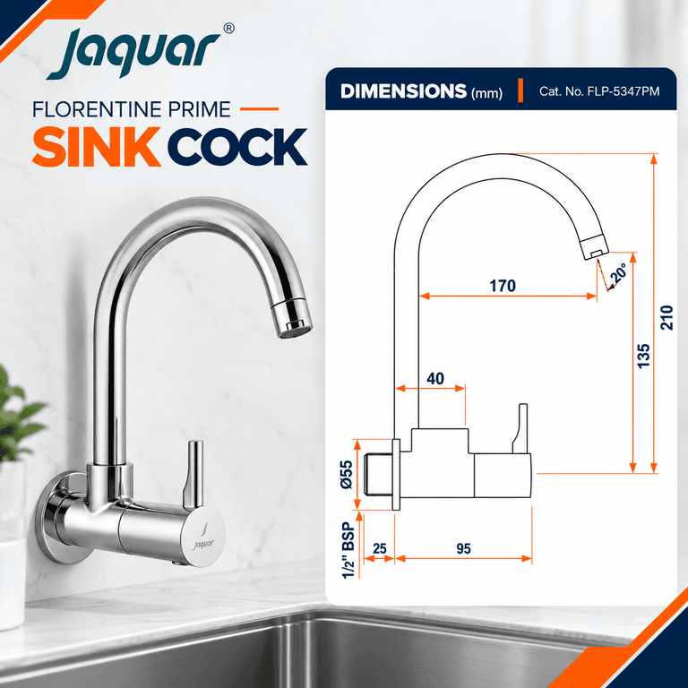 Jaquar Florentine Prime Wall Mounted Sink Cock - View 2