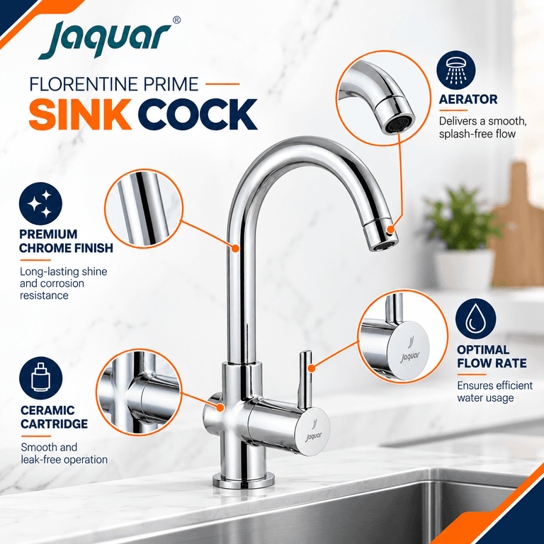 Jaquar Florentine Prime Sink Cock with Regular Swinging Spout - View 3