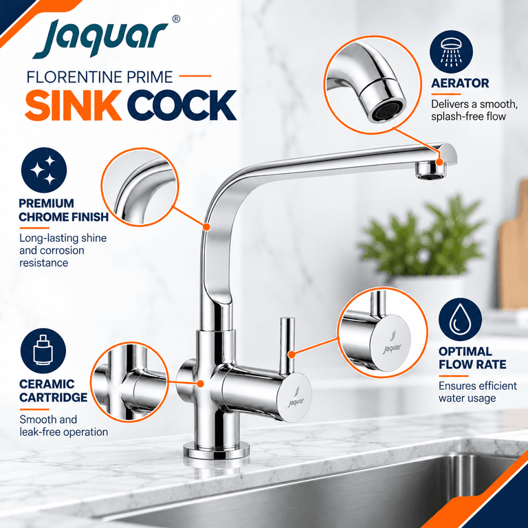 Jaquar Florentine Prime Sink Cock with Long Extended Swinging Spout - View 3