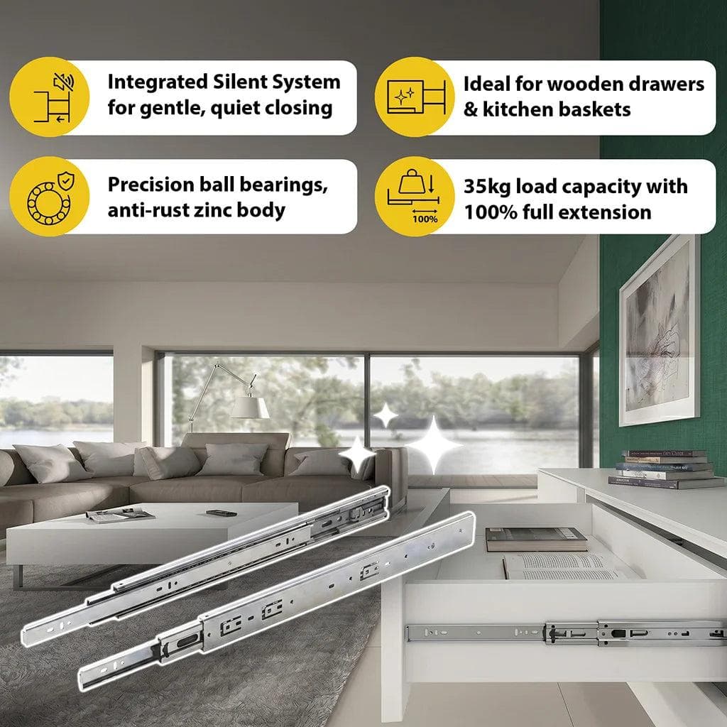 EBCO 35kg Soft Close Telescopic Drawer Channel - View 4
