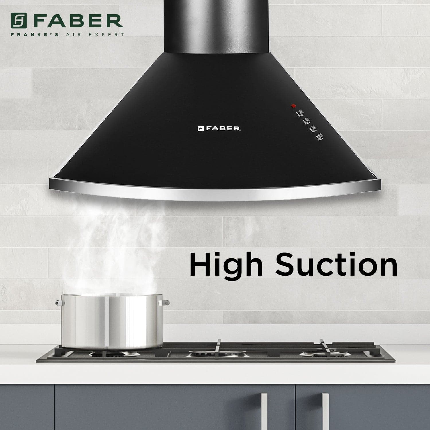 Faber Hood Class Pro 60cm Matte Black Wall Mounted Pyramid Chimney - View 4
