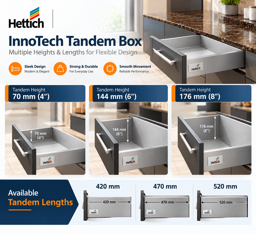 Hettich InnoTech Tandem Box, Silver, 30Kg, Full Set - View 4
