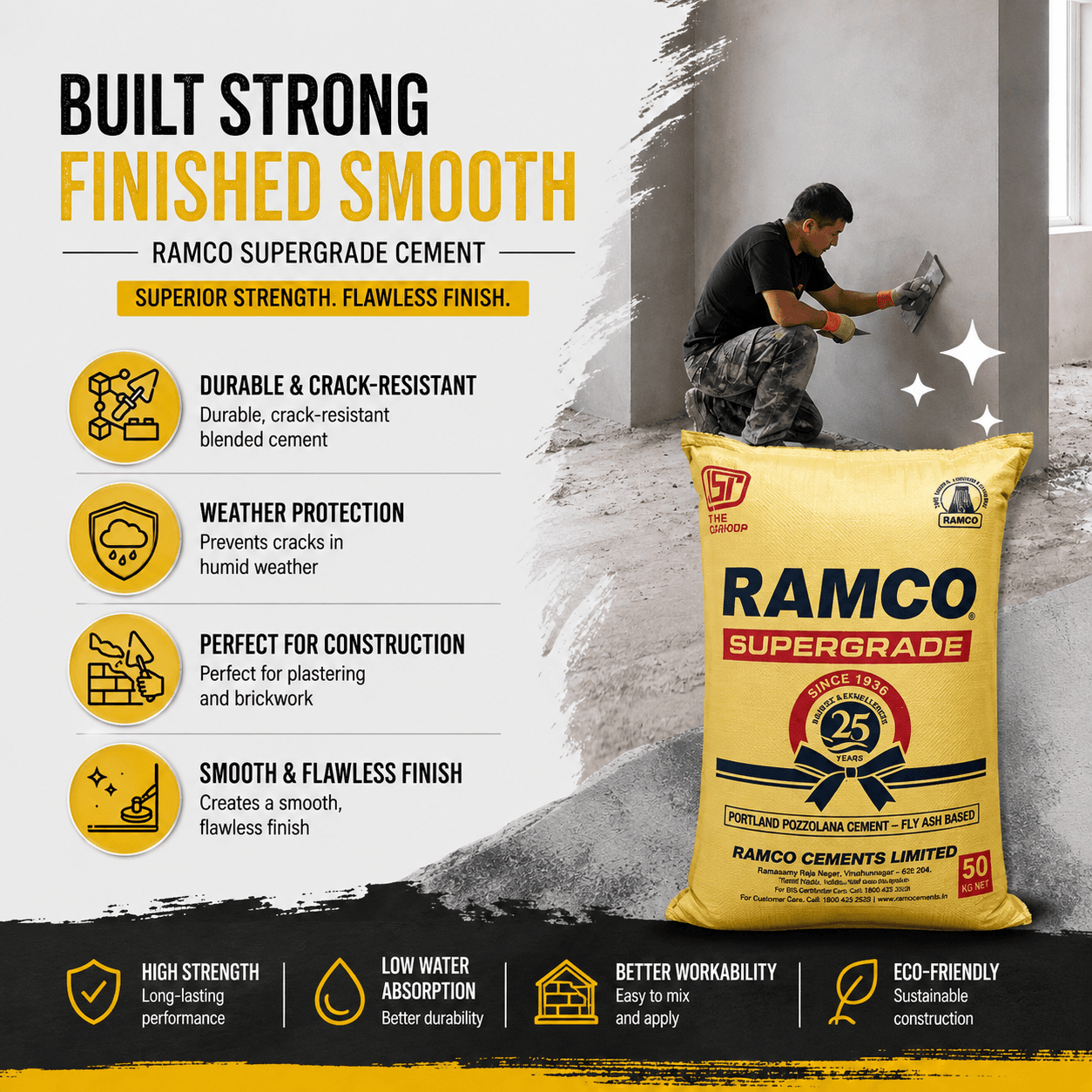 Ramco Grey Cement, 50 Kg - View 2