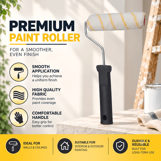 Generic 9 inch Premium Easy Fix Yellow Line - Push Type Interior Paint Roller (1 Roller + 1 Handle) - View 2