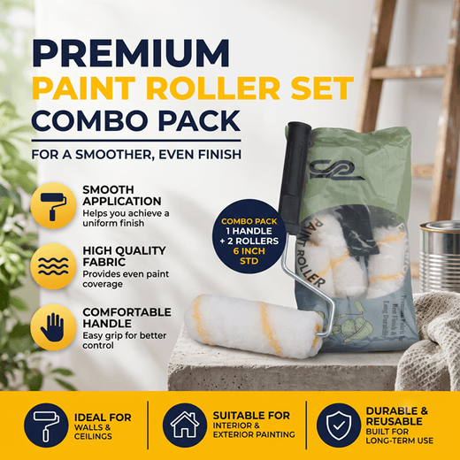 Generic 4 inch Premium Yellow Line Mini Paint Roller STD Combo Pack (3 Roller + 1 Handle) - View 2