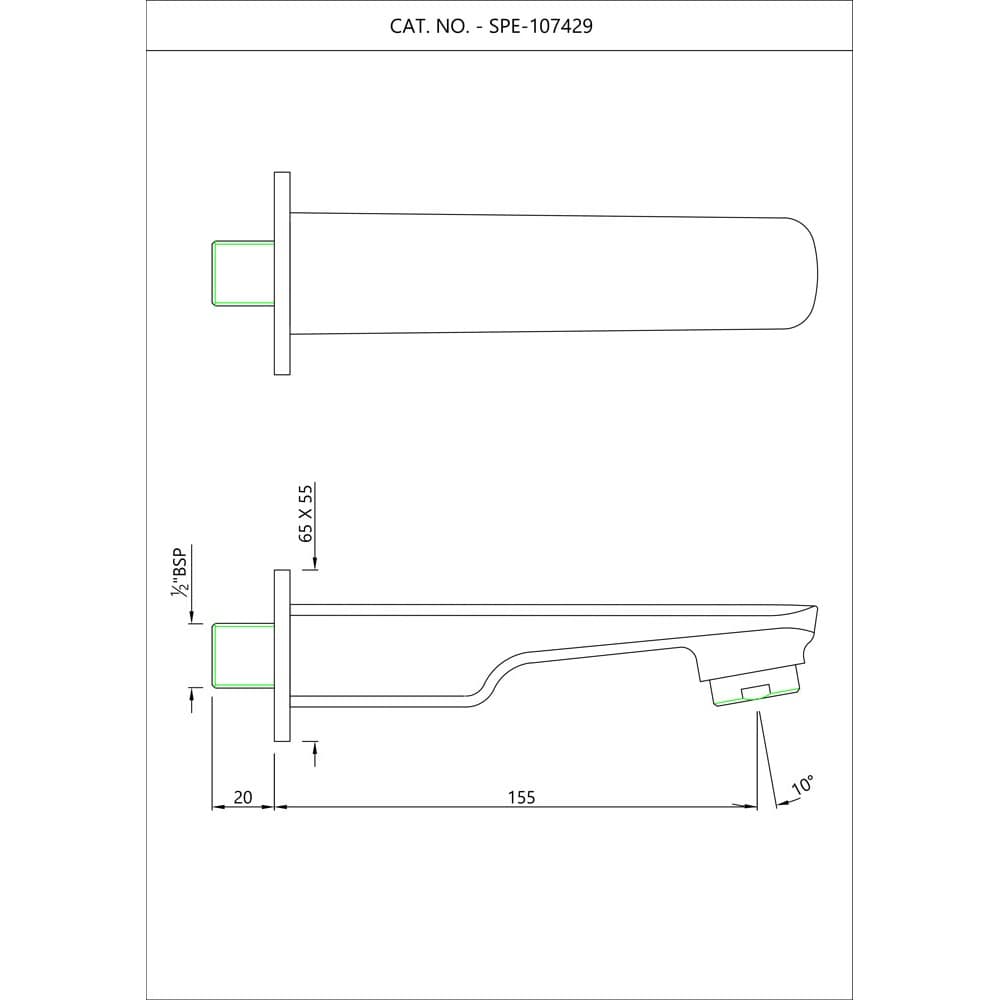 Essco by Jaquar Stella Bath Tub Spout with Wall Flange, SPE-CHR-107429 - View 2