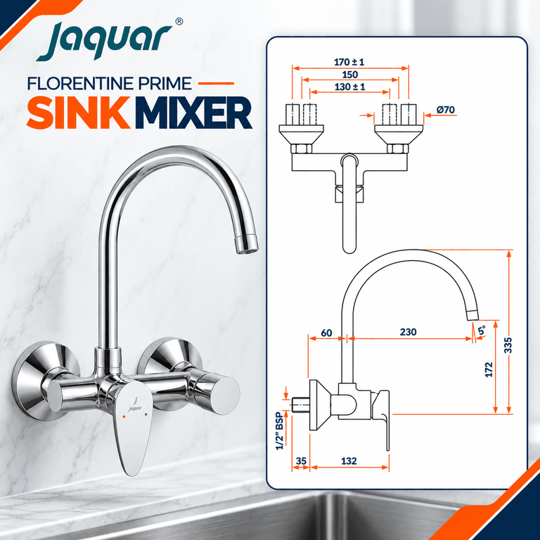Jaquar Vignette Prime Single Lever Sink Mixer - View 2
