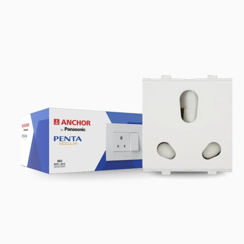 Anchor by Panasonic Penta Modular 2M 6/16A Polycarbonate Twin Socket - View 2