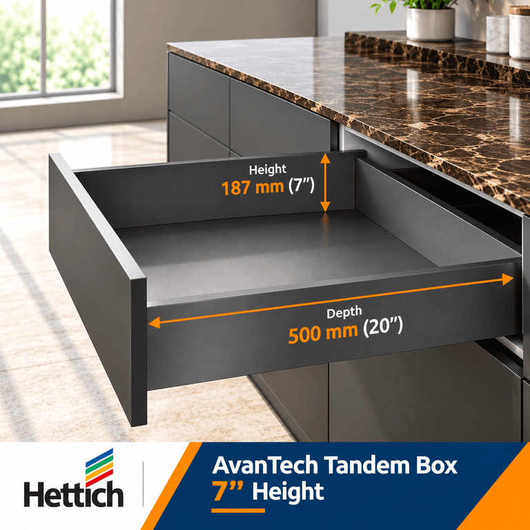 Hettich AvanTech Tandem Box Anthracite, 500mm, 30Kg, Full Set