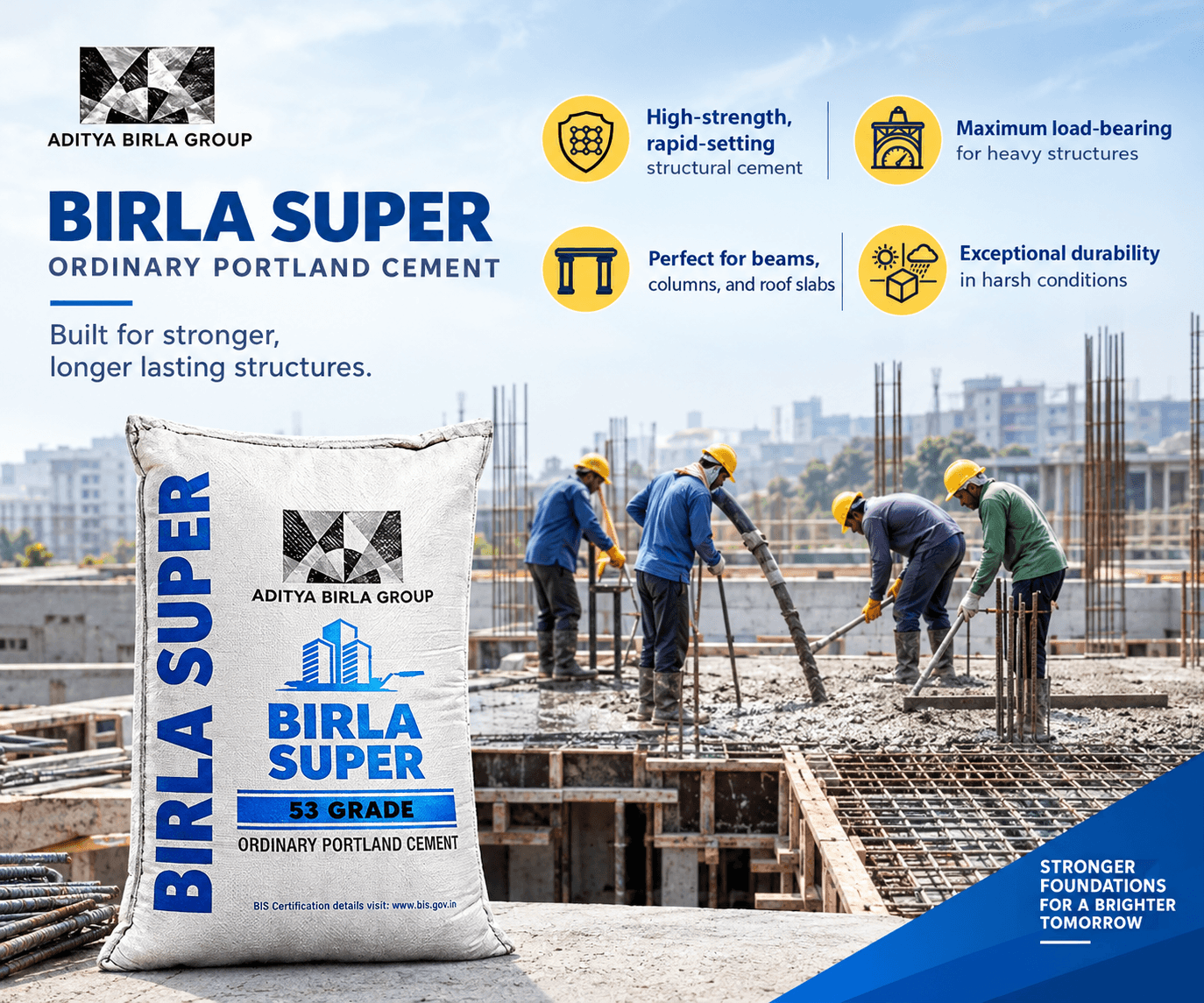 Birla Super OPC 53 Grade Cement Bag, 50 Kg - View 2