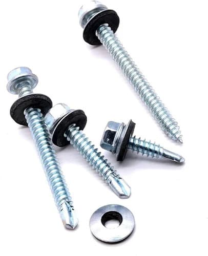Generic 12x75mm Zinc Plated Hex Head Self Drilling Screw with EPDM Washer, (Pack of 100Pcs) - View 2