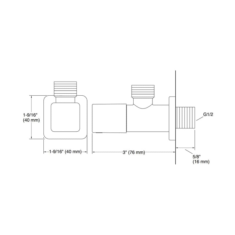 Kohler Complementary Angle Valve with Square Handle, 80158IN-9AV-CP - View 2
