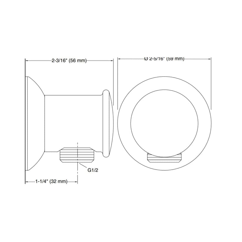 Kohler Complementary Wall Mount Supply Elbow, 16381IN-CP - View 2