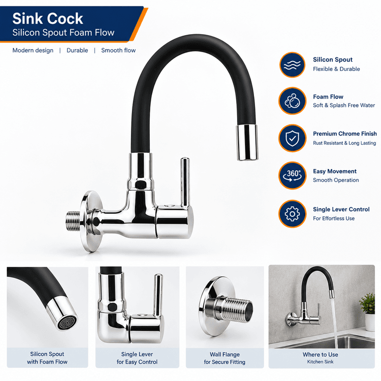 OnidaIbibo Sink Cock Silicon Spout Foam Flow with Flange, 4090 - View 2
