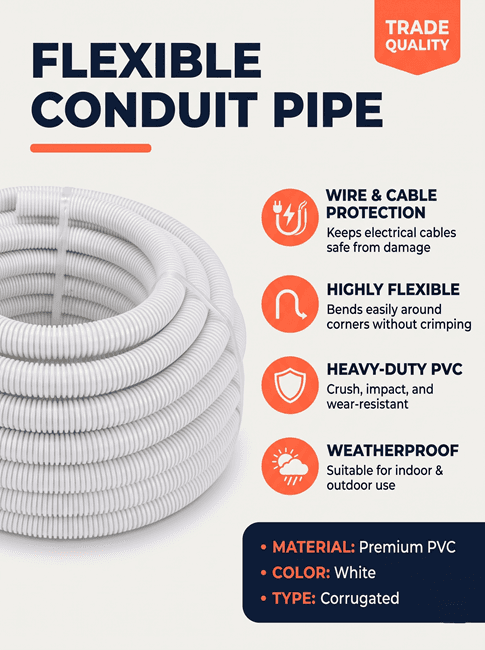 Generic Flexible PVC Electrical Conduit Pipe (50 Mtr/25 Mtr) - View 2